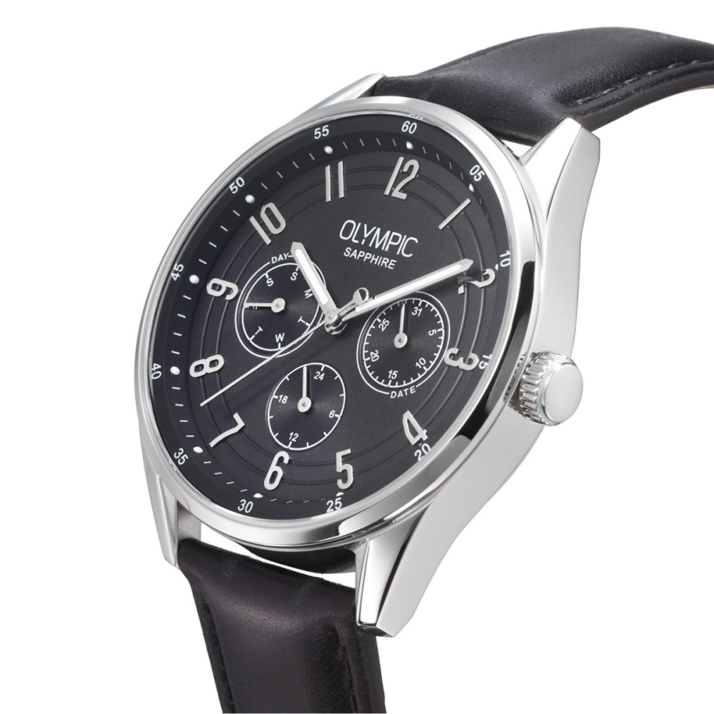 olympic-daily-classic-ol90hsl002-herenhorloge-zilverkleurig-zwarte-leren-band-o-40-mm