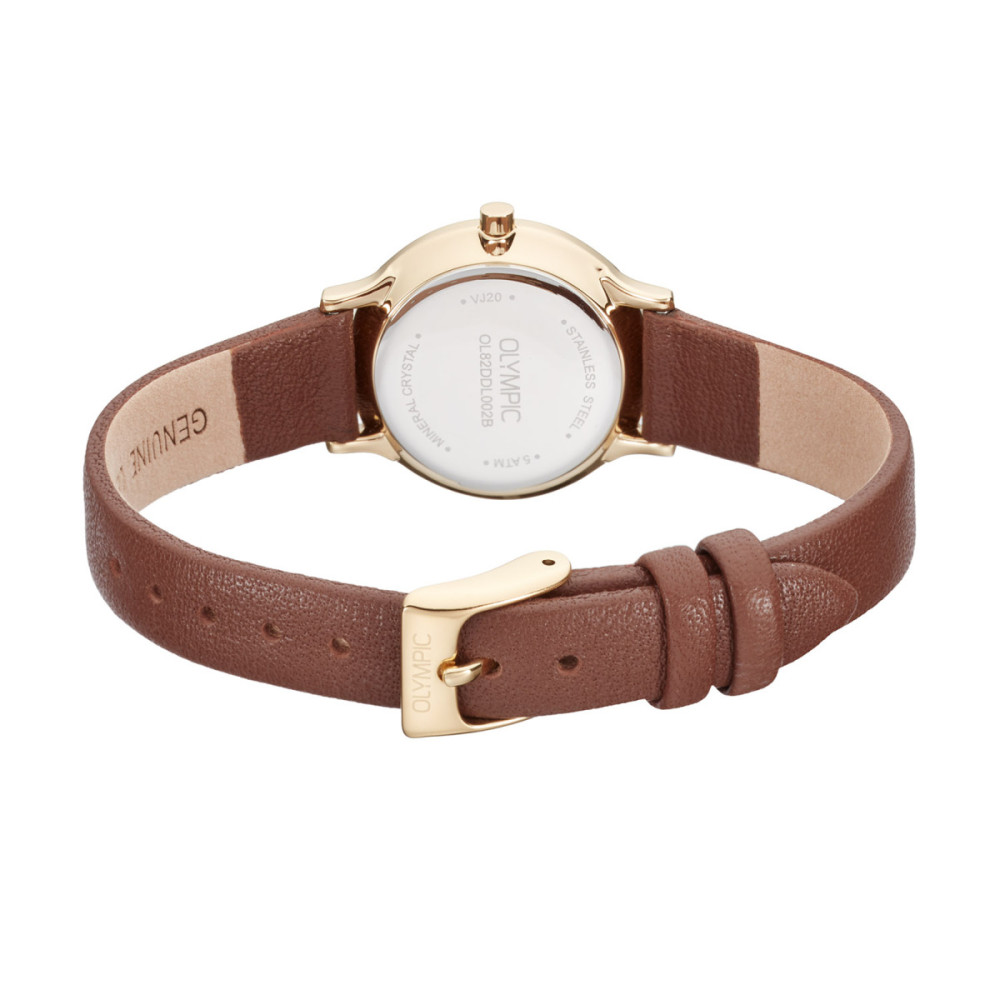 olympic-lina-ol82ddl002b-dameshorloge-goudkleurig-staal-bruin-lederen-band-o-26-mm