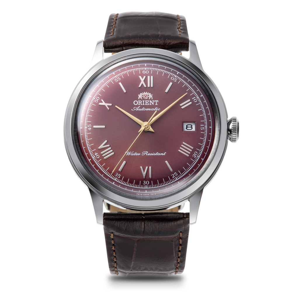orient-bambino-ra-ac0026r30b-herenhorloge-automaat-staal-leer-zilverkleurig-rood-bruin