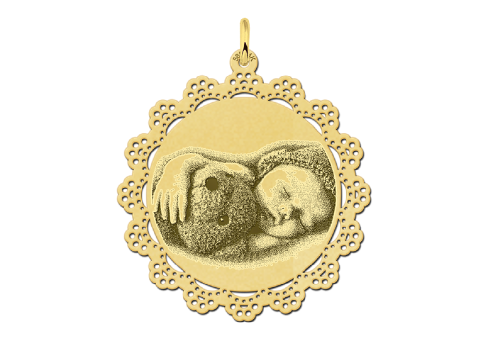 names4ever-gouden-foto-hanger-met-kant-patroon-diameter-33-mm