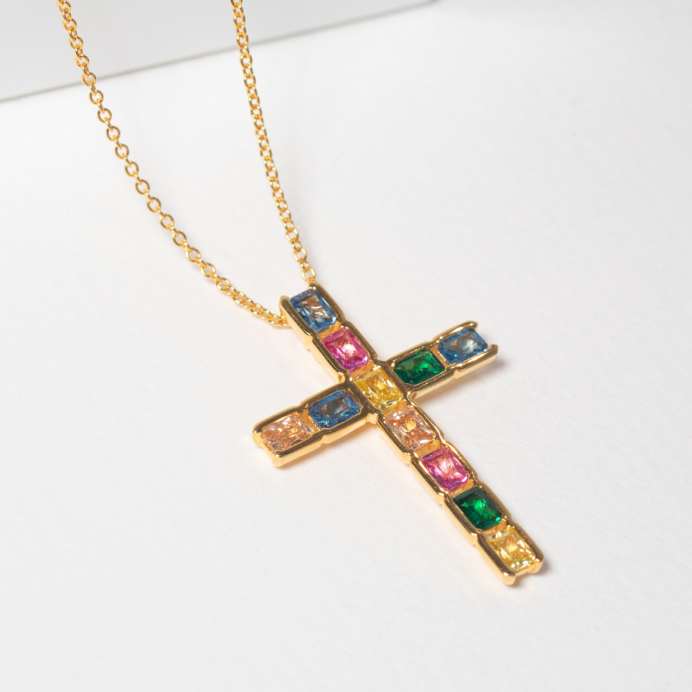 sif-jakobs-roccanova-sj-n2396-xcz-yg-ketting-met-hanger-gold-plated-zirkonia-kruis-24-mm-breedte-lengte-45-cm