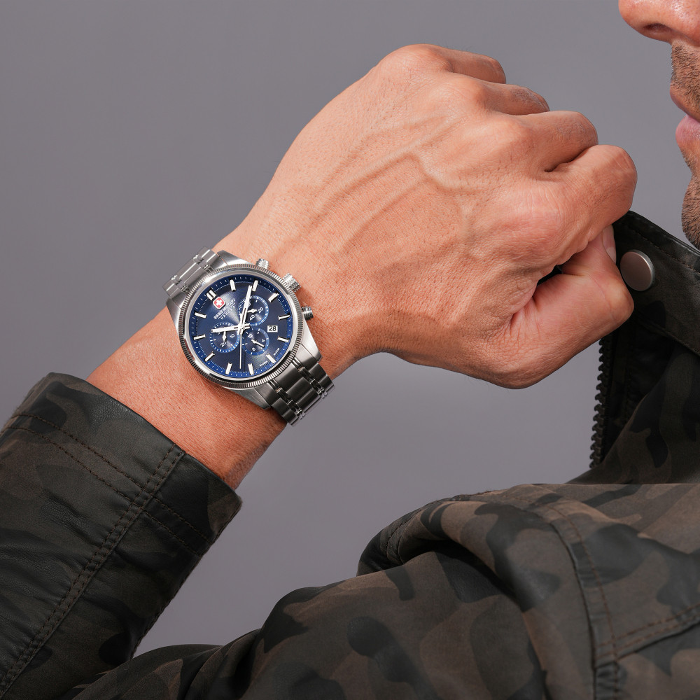 swiss-military-hanowa-airman-first-class-smwgi0003104-chronograaf-horloge-staal-zilverkleurig-blauw-43-mm