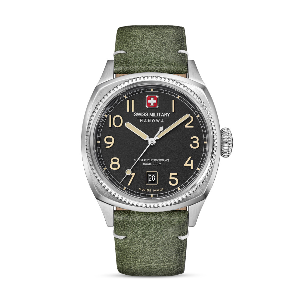 swiss-military-hanowa-condor-smwgb0003703-horloge-met-groene-leren-band-en-zwarte-wijzerplaat
