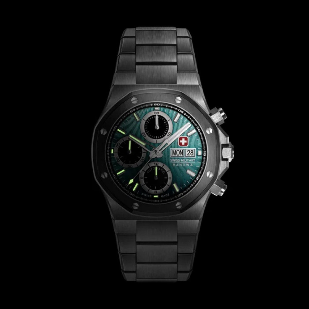 swiss-military-hanowa-damask-legends-smwgl0007002-herenhorloge-zilverkleurig-groen-golfpatroon-chronograaf