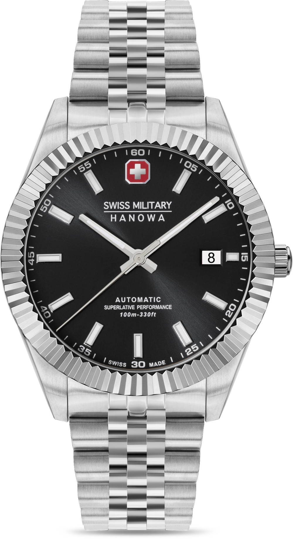 swiss-military-hanowa-diligenter-smwgl0002101-horloge-automaat-mechanisch-staal-zilverkleurig-zwart-43-mm