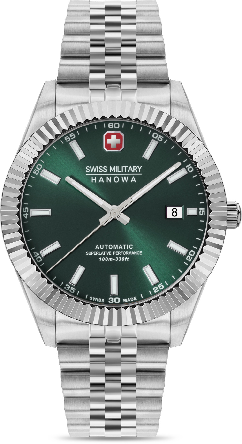 swiss-military-hanowa-diligenter-smwgl0002103-automatisch-horloge-groene-wijzerplaat-en-stalen-band
