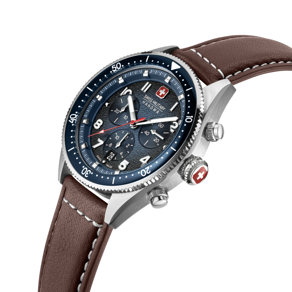 swiss-military-hanowa-greyhound-smwgc0003802-chronograaf-horloge-staal-leder-zilverkleurig-blauw-bruin-43-mm
