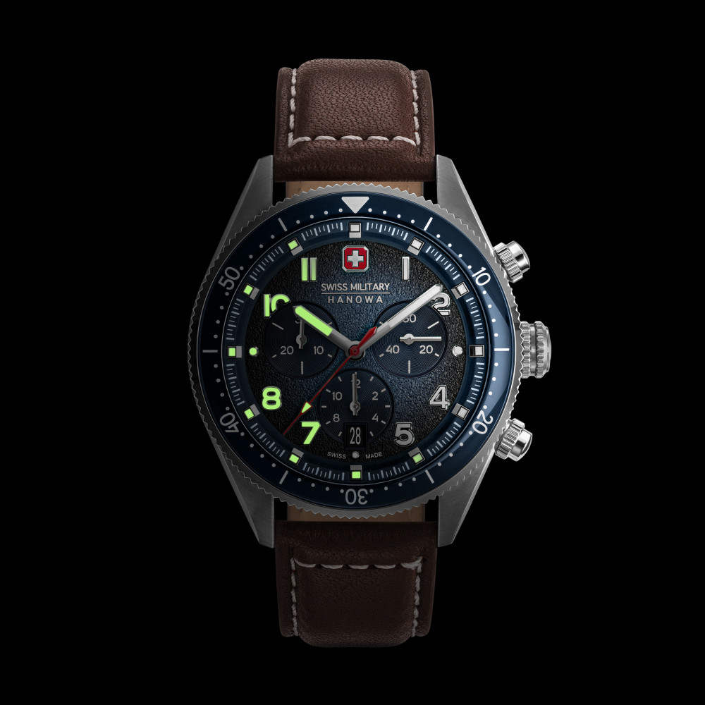 swiss-military-hanowa-greyhound-smwgc0003802-chronograaf-horloge-staal-leder-zilverkleurig-blauw-bruin-43-mm