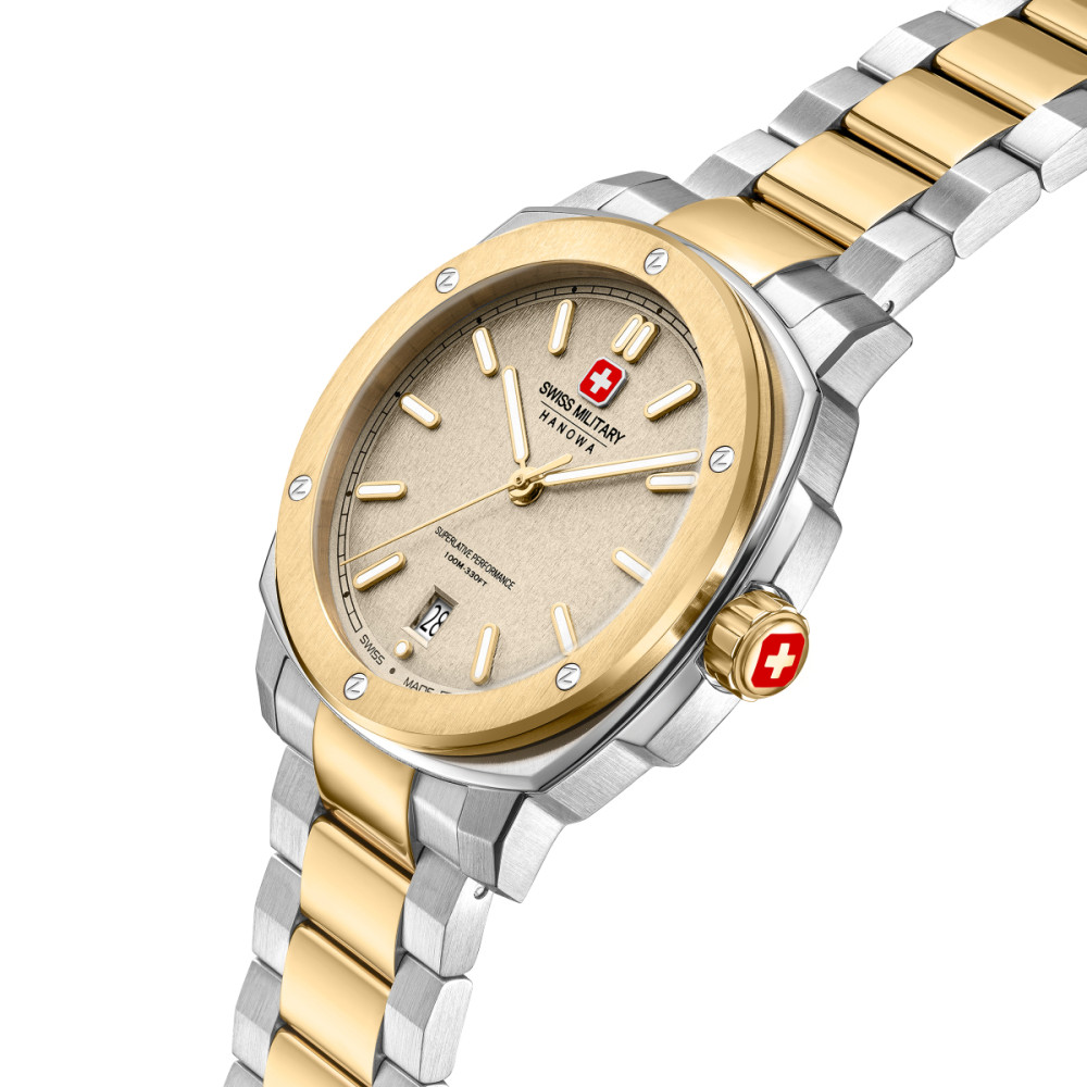 swiss-military-hanowa-sirius-smwgh0006560-herenhorloge-goudkleurige-wijzerplaat-en-bicolor-band-40-mm