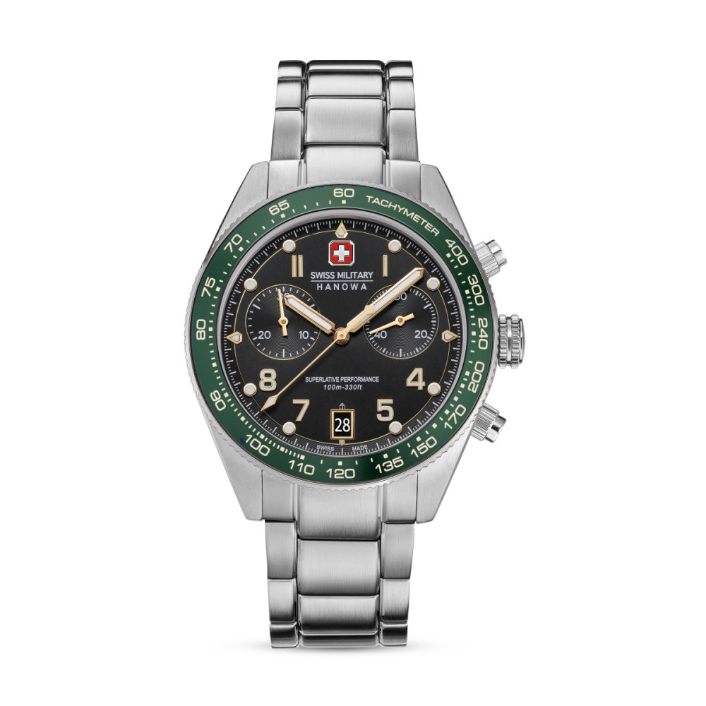swiss-military-hanowa-spitfire-smwgi0007703-horloge-chronograaf-zilverkleurig-groen-zwart-43-mm