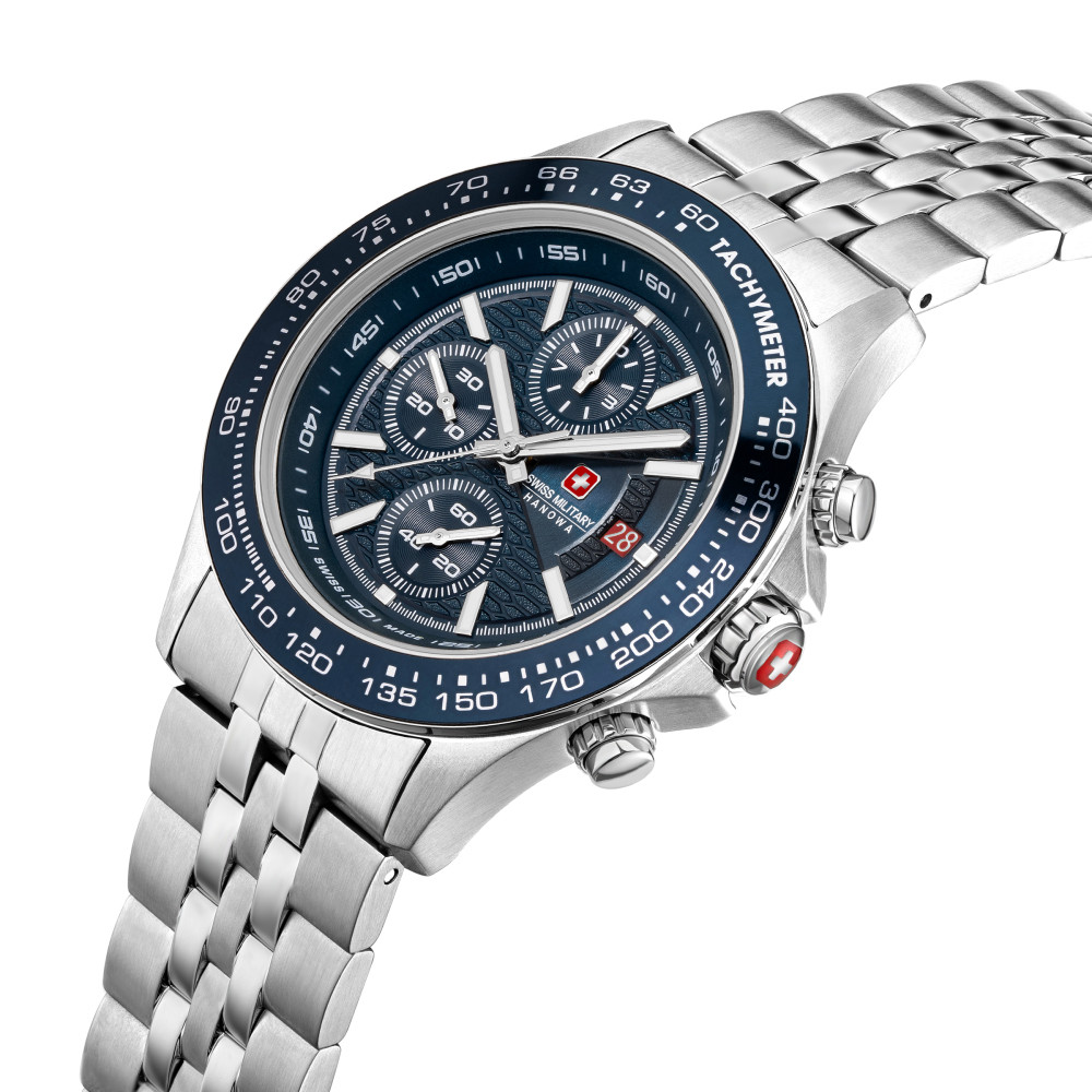 swiss-military-hanowa-watchman-smwgi0003403-chronograaf-horloge-staal-zilverkleurig-blauw-43-mm