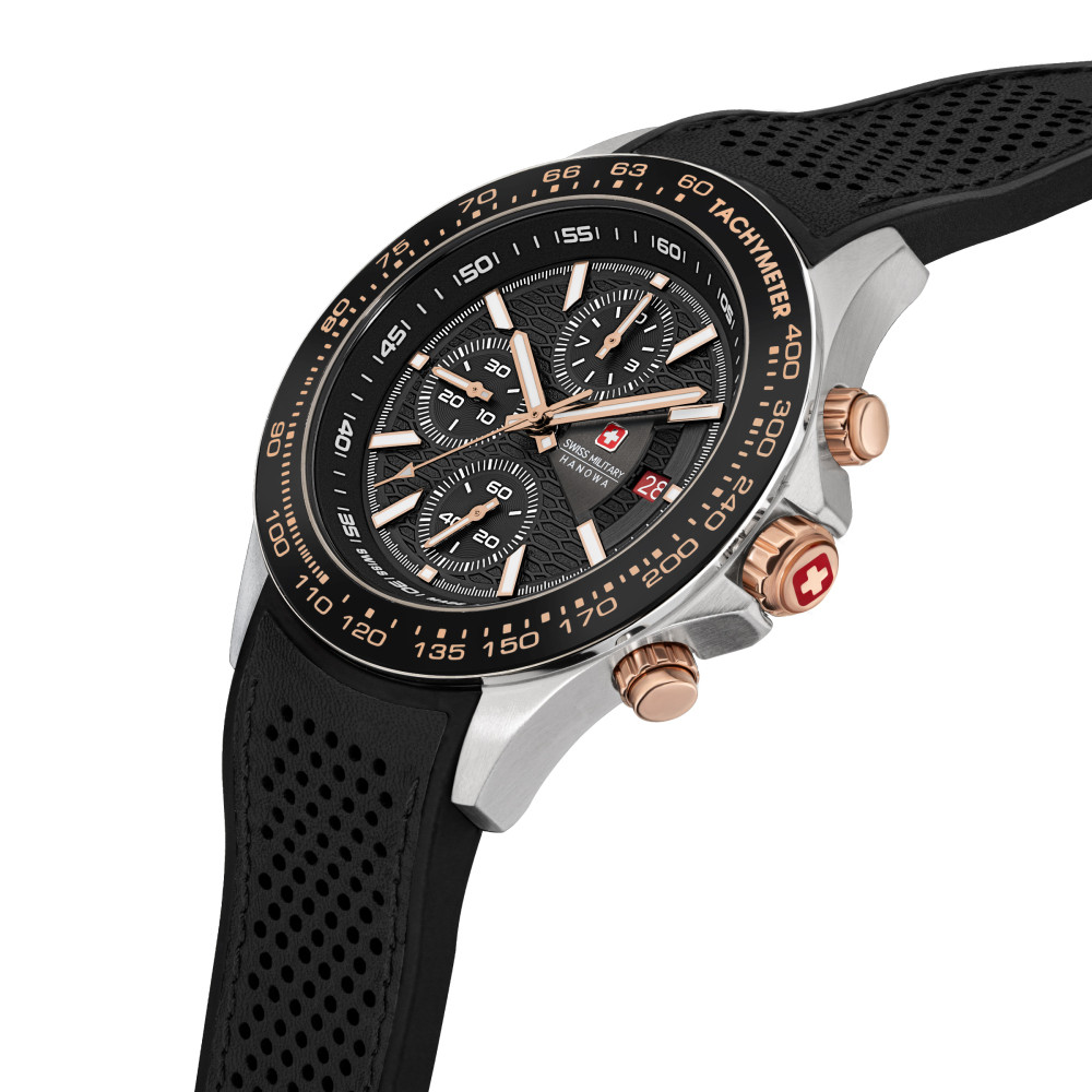 swiss-military-hanowa-watchman-smwgo0003401-chronograaf-horloge-staal-zilver-en-rosekleurig-zwart-43-mm