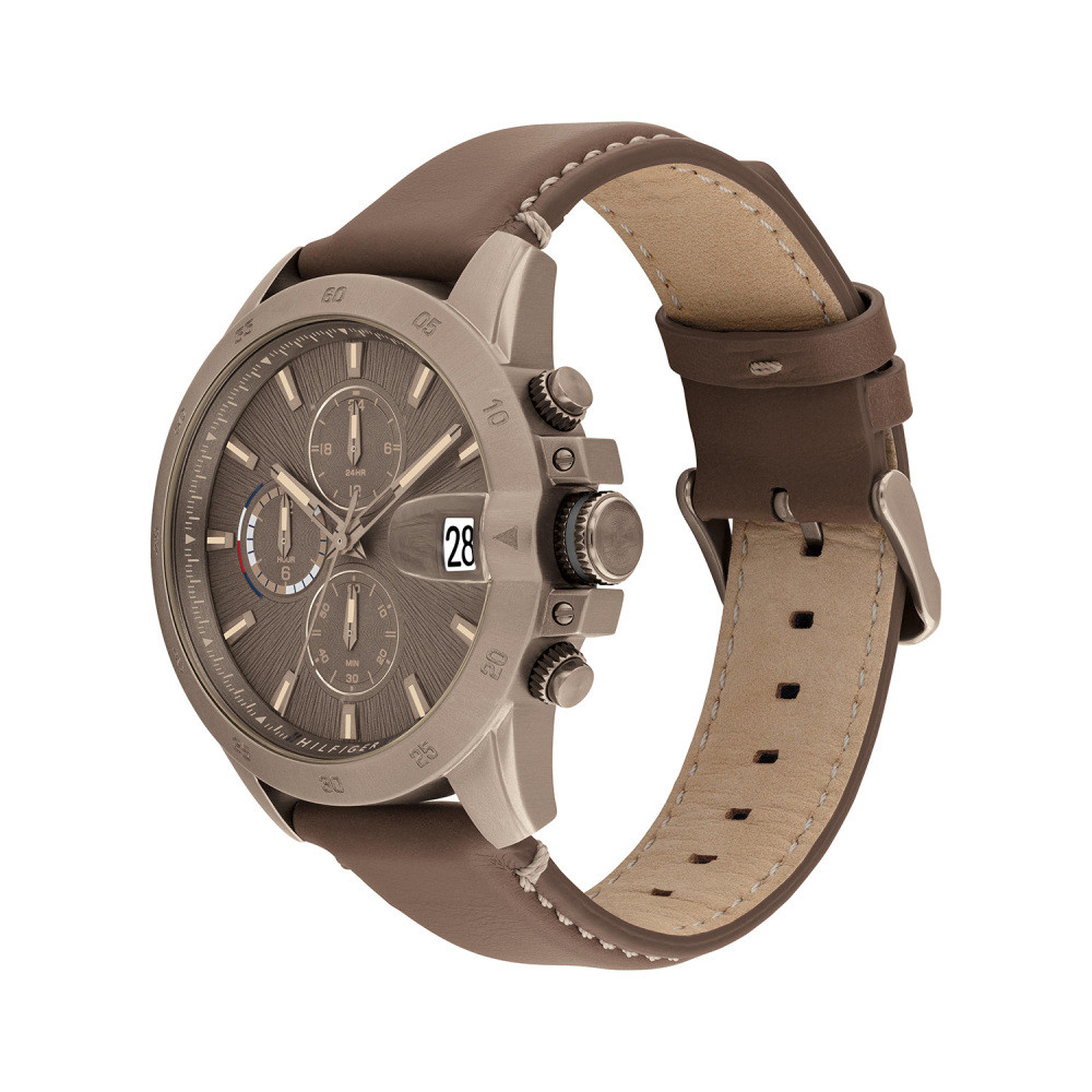 tommy-hilfiger-jameson-th1792196-bruin-horloge-voor-heren-van-leer-en-staal-o-43-mm