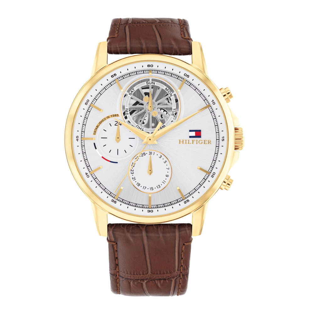 tommy-hilfiger-stewart-th1710631-stijlvol-chronograaf-herenhorloge-met-leren-band-en-zilverkleurige-wijzerplaat-diameter-44-mm