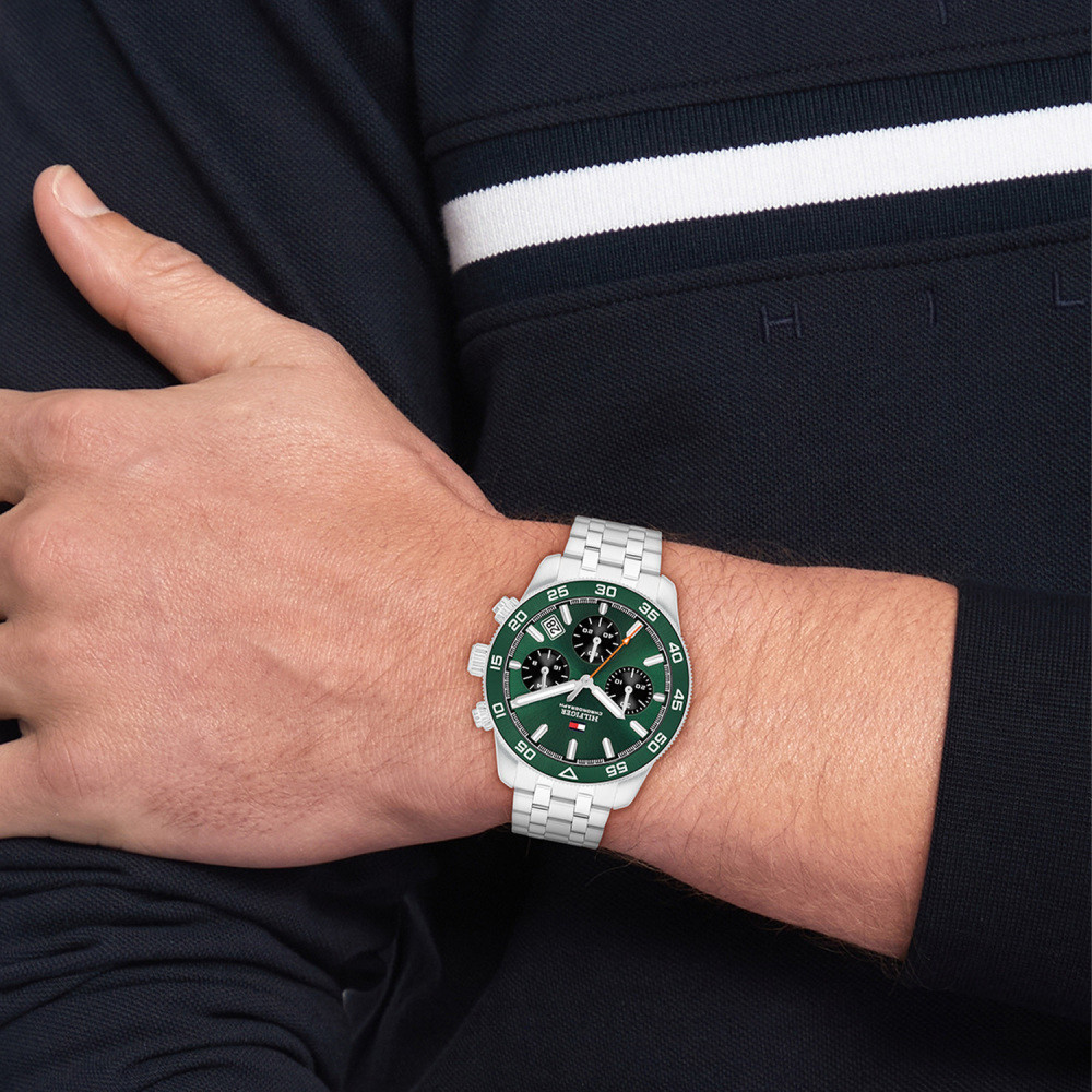 tommy-hilfiger-th85-chronograph-th1792214-groen-herenhorloge-staal-en-zilverkleurig-o-41-mm