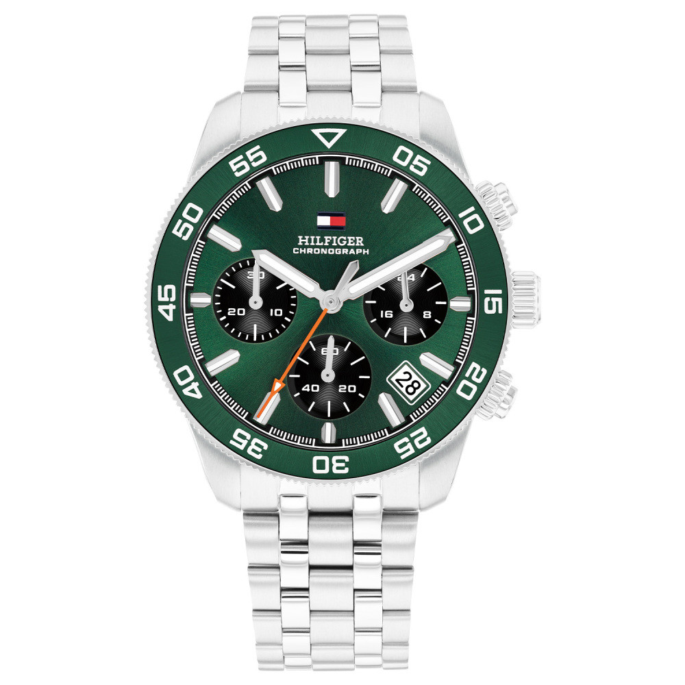 tommy-hilfiger-th85-chronograph-th1792214-groen-herenhorloge-staal-en-zilverkleurig-o-41-mm