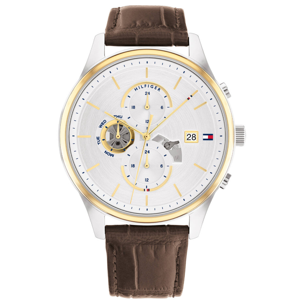 tommy-hilfiger-weston-th1710501-stijlvol-en-functioneel-herenhorloge-met-leren-band-zilverkleurige-wijzerplaat-diameter-44-mm