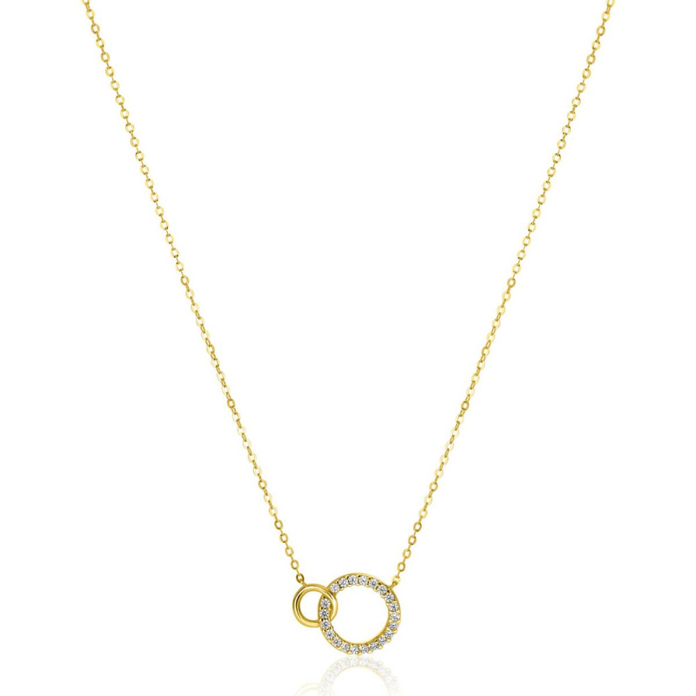 zinzi-zgc460-ketting-gouden-dubbele-cirkel-hanger-briljant-geslepen-zirkonia-11-mm-lengte-40-43-cm