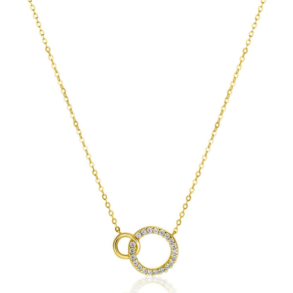 zinzi-zgc460-ketting-gouden-dubbele-cirkel-hanger-briljant-geslepen-zirkonia-11-mm-lengte-40-43-cm