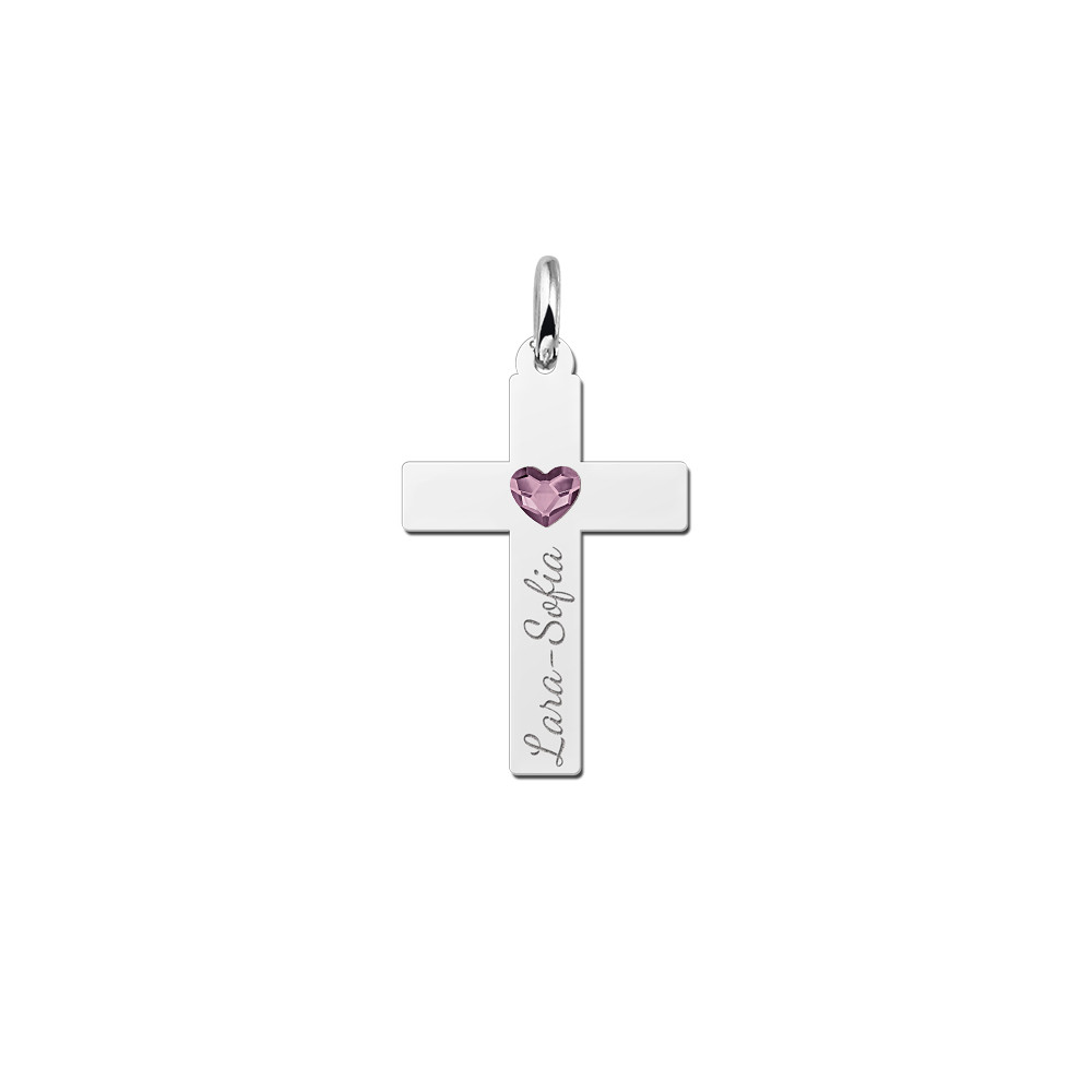 names4ever-zilveren-kruis-hanger-met-roze-hart-zirkonia-en-gravure-13-5-mm-breed-hoogte-20-mm