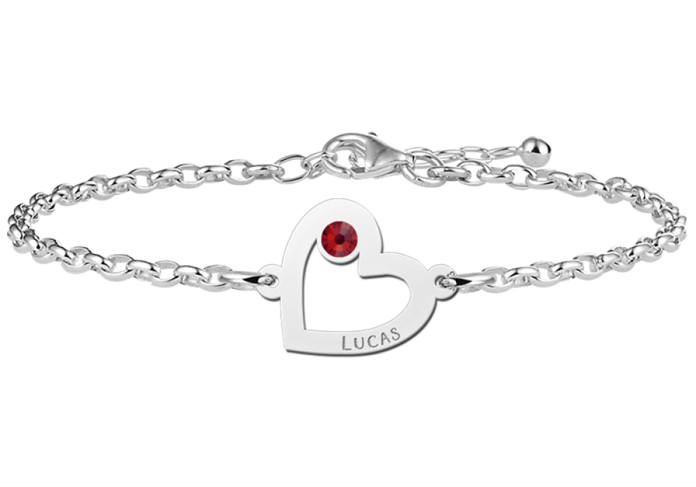 names4ever-zna45-zilveren-hartjes-armband-met-rode-geboortesteen-en-gravure-optie