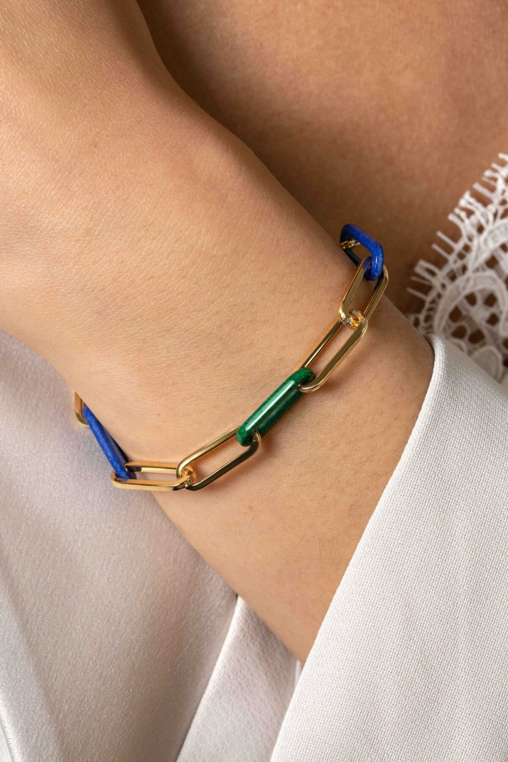 zinzi-chain-zia2455-paperclip-schakelarmband-goudkleurig-groen-blauw-7-mm-breedte-lengte-19-cm
