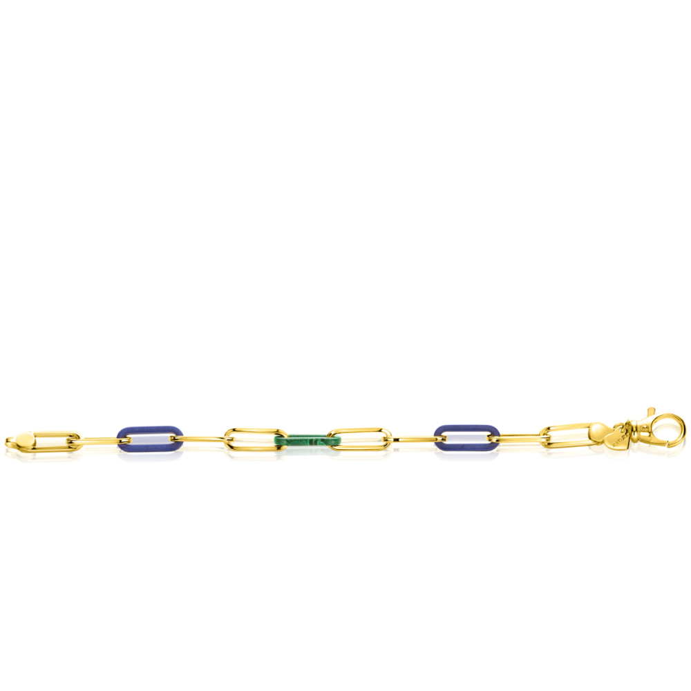 zinzi-chain-zia2455-paperclip-schakelarmband-goudkleurig-groen-blauw-7-mm-breedte-lengte-19-cm