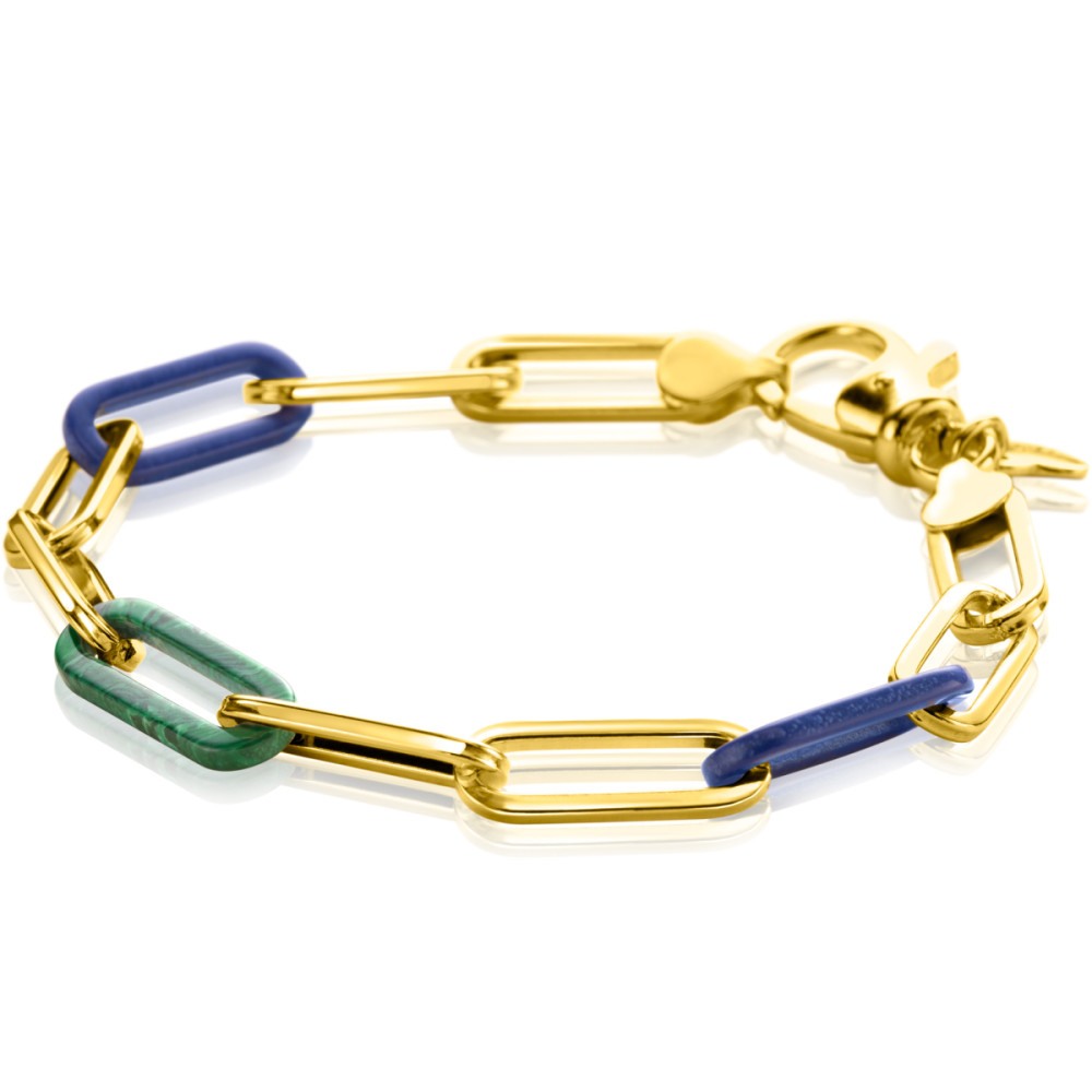 zinzi-chain-zia2455-paperclip-schakelarmband-goudkleurig-groen-blauw-7-mm-breedte-lengte-19-cm