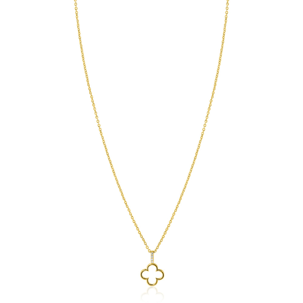 zinzi-liekes-favorieten-zic2743-ketting-goudkleurig-zirkonia-klavertje-12-mm-lengte-42-45-cm