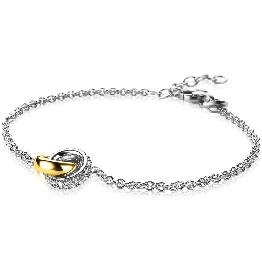 zinzi-zia2102-gerhodineerde-zilveren-schakelarmband-met-dubbele-ringhanger-en-goudkleurige-accenten