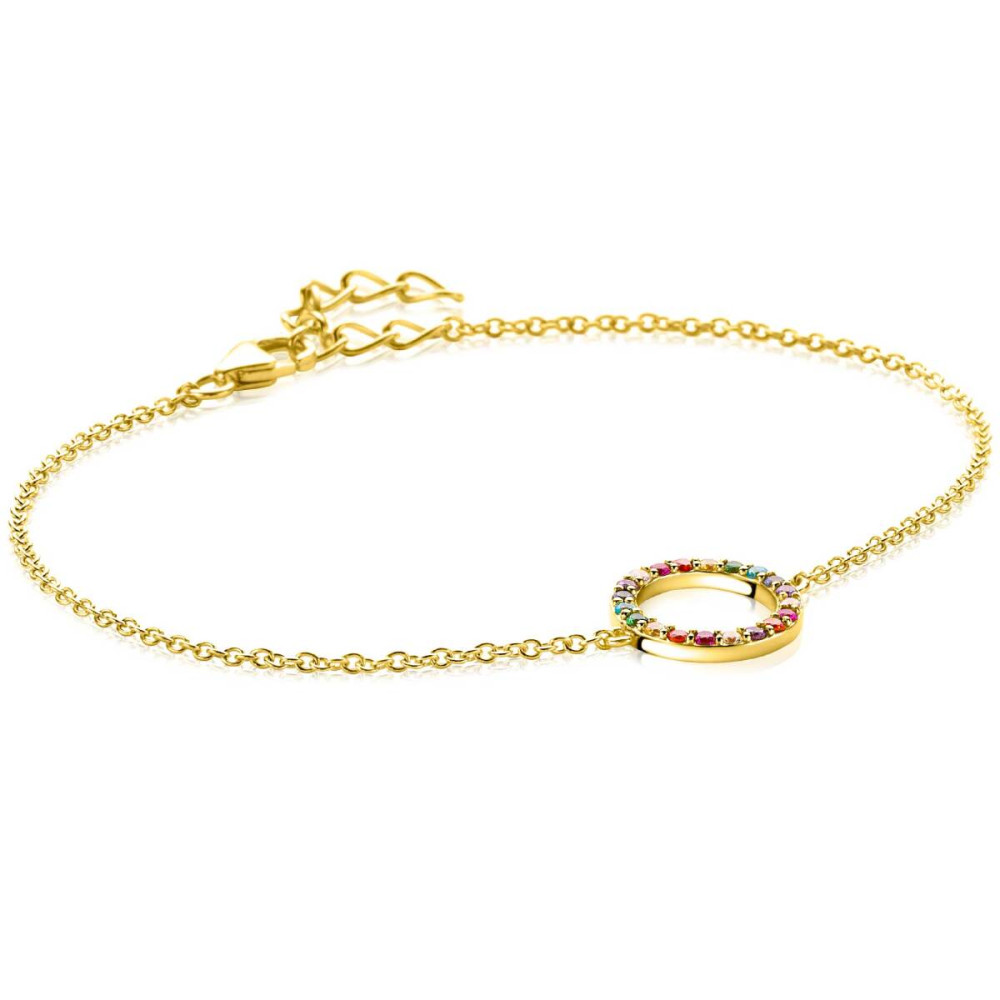 zinzi-zia2170-armband-gold-plated-rondje-kleurrijke-zirkonia-12-mm-breedte-lengte-17-20-cm
