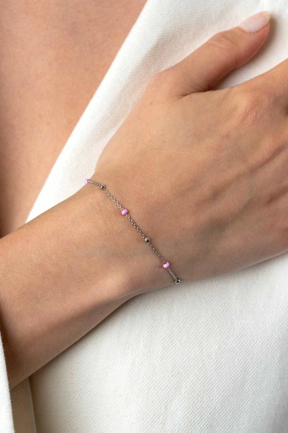 zinzi-zia2510-schakelarmband-zilveren-bolletjes-roze-elementen-3-mm-breedte-lengte-17-19-5-cm