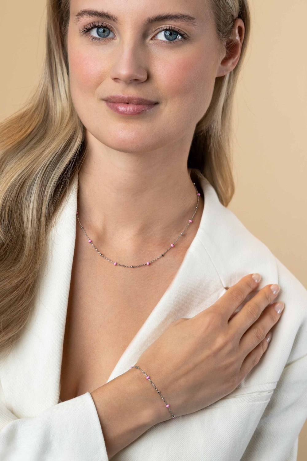 zinzi-zia2510-schakelarmband-zilveren-bolletjes-roze-elementen-3-mm-breedte-lengte-17-19-5-cm