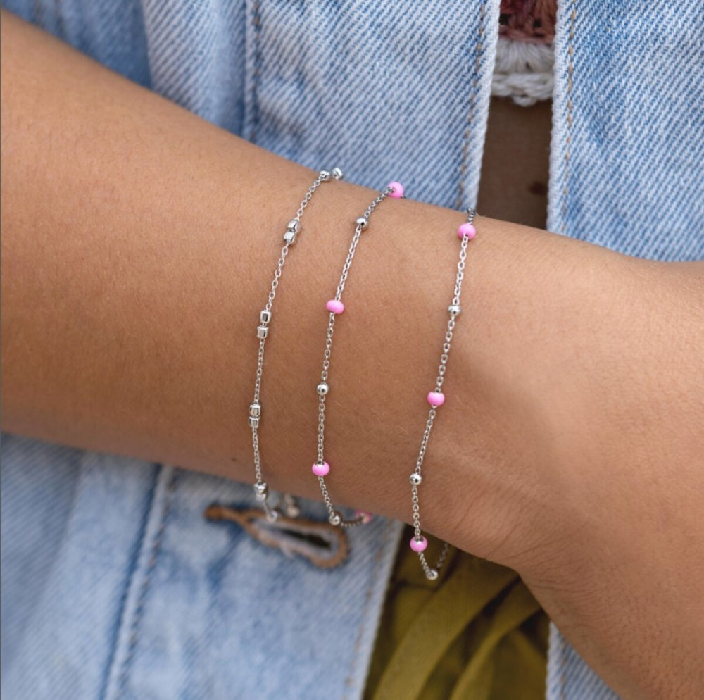 zinzi-zia2510-schakelarmband-zilveren-bolletjes-roze-elementen-3-mm-breedte-lengte-17-19-5-cm