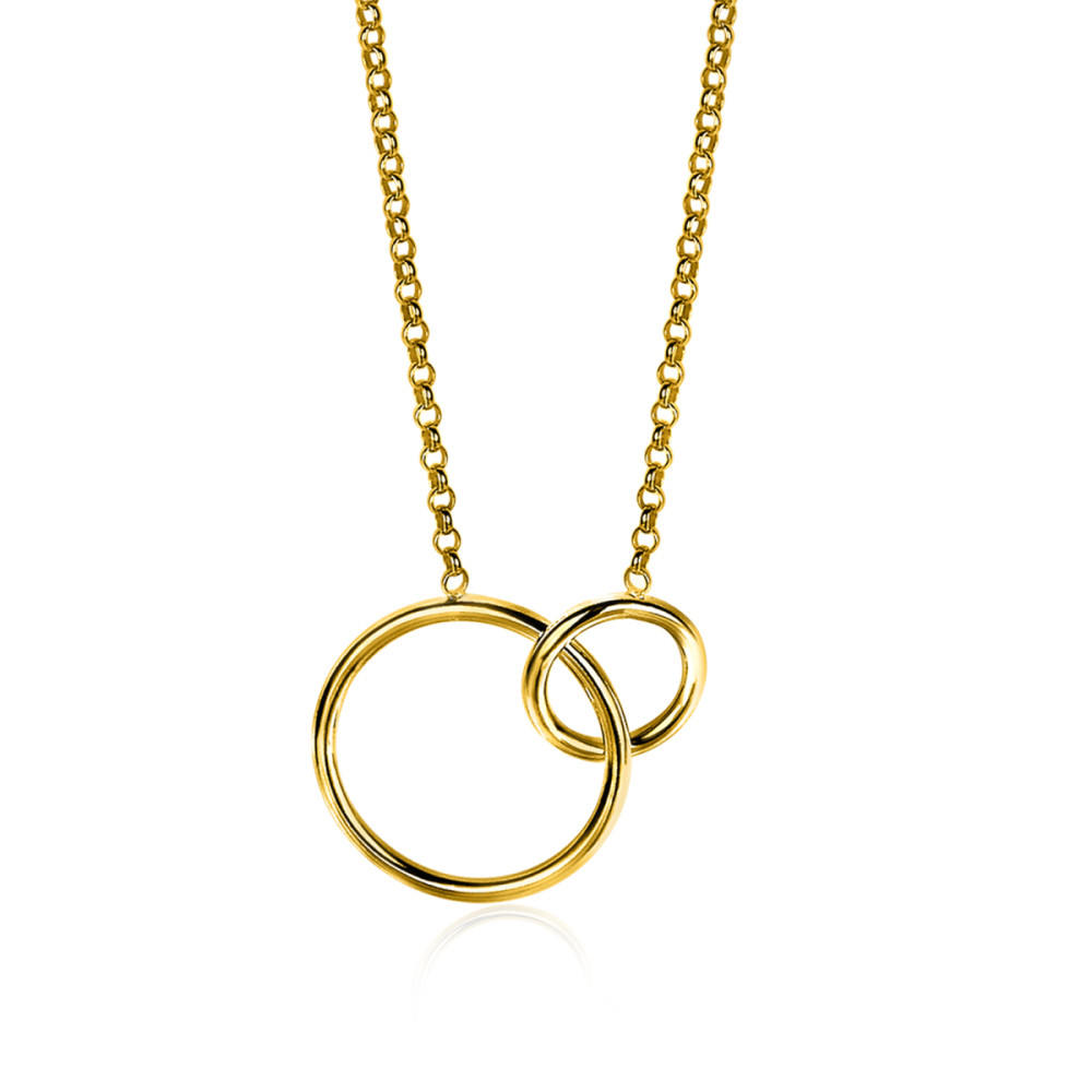 zinzi-zic1278g-ketting-met-hanger-twee-cirkels-goudkleurig-18-5-mm-breedte-lengte-43-46-cm
