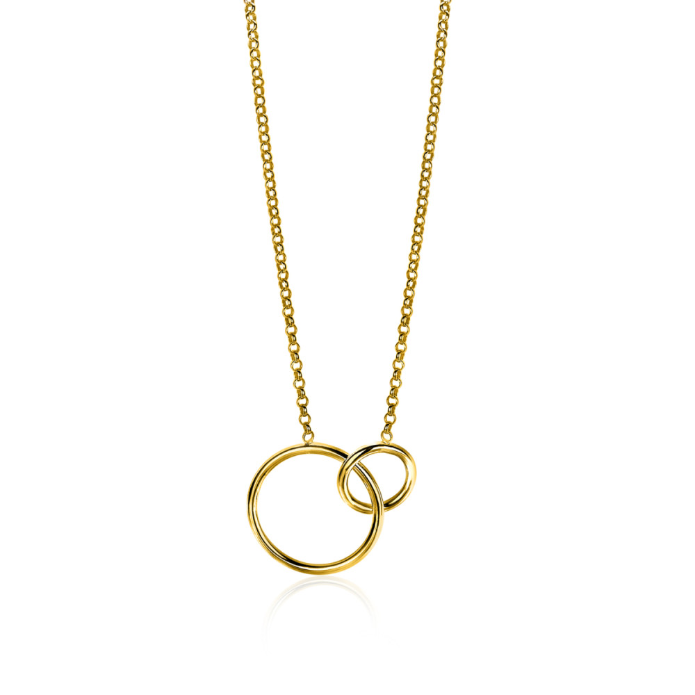 zinzi-zic1278g-ketting-met-hanger-twee-cirkels-goudkleurig-18-5-mm-breedte-lengte-43-46-cm