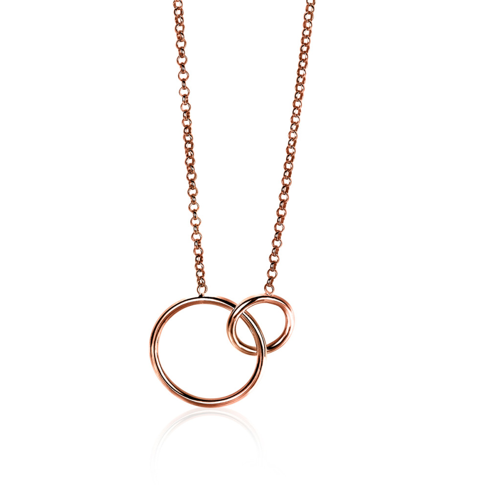 zinzi-zic1278r-ketting-met-hanger-overlappende-cirkels-rosekleurig-18-mm-lengte-42-45-cm