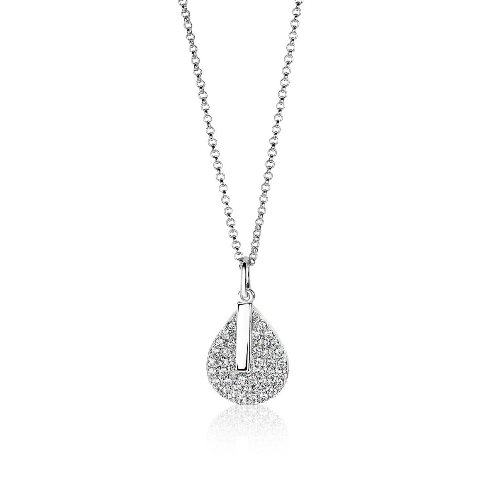 zinzi-zic1573-ketting-met-hanger-zilver-zirkonia-druppel-14-mm-breedte-lengte-40-45-cm