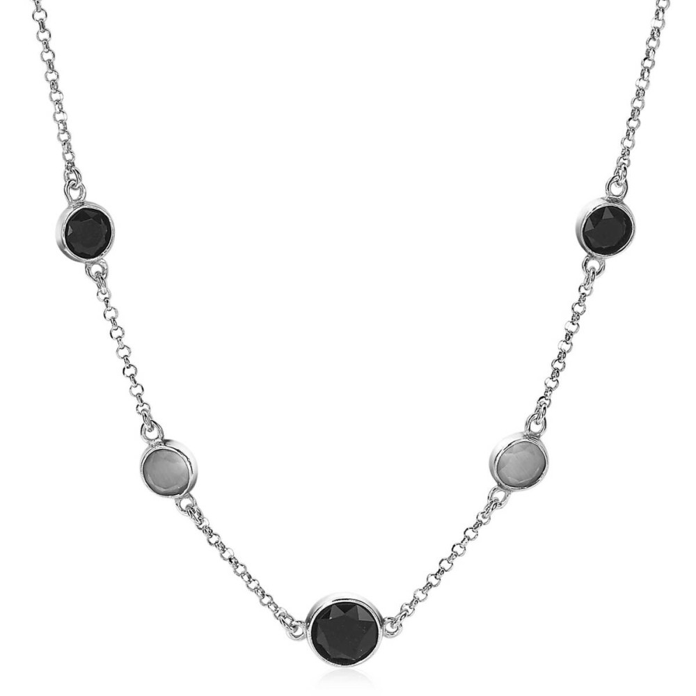 zinzi-zic1937-zilveren-jasseron-ketting-met-steen-bolletje-zwart-9-mm-breedte-lengte-45-cm