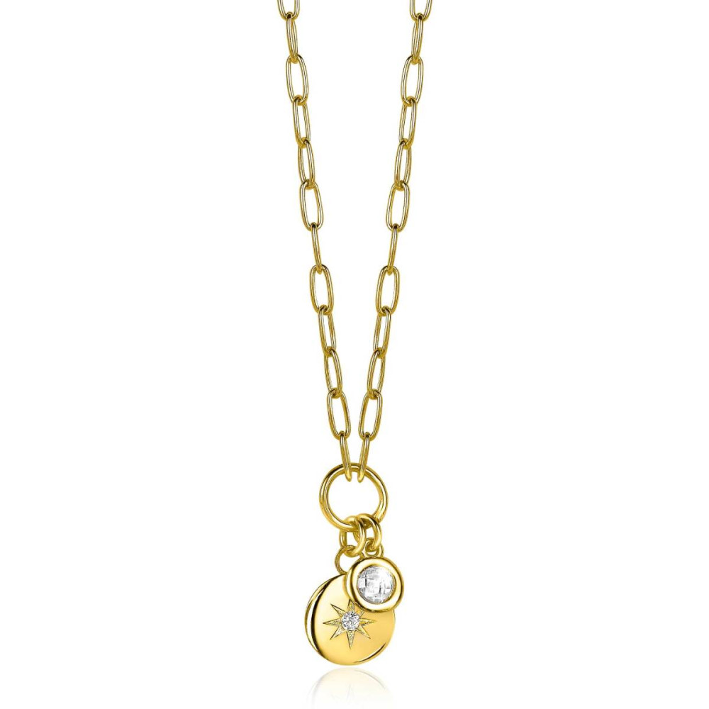 zinzi-zic1994g-ketting-gold-plated-ronde-ster-hanger-9-4-mm-lengte-40-45-cm