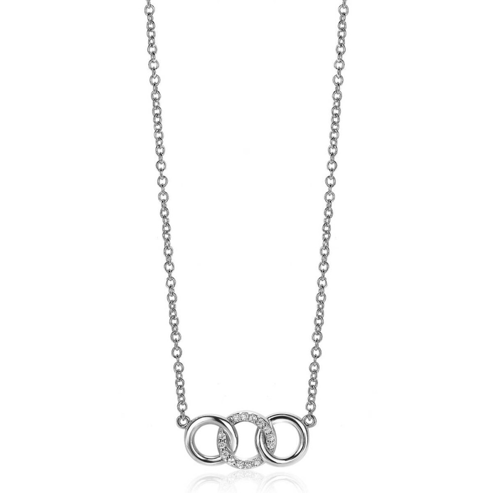 zinzi-zic2045-zilveren-ketting-met-hanger-drie-rondjes-8-mm-diameter-lengte-42-45-cm