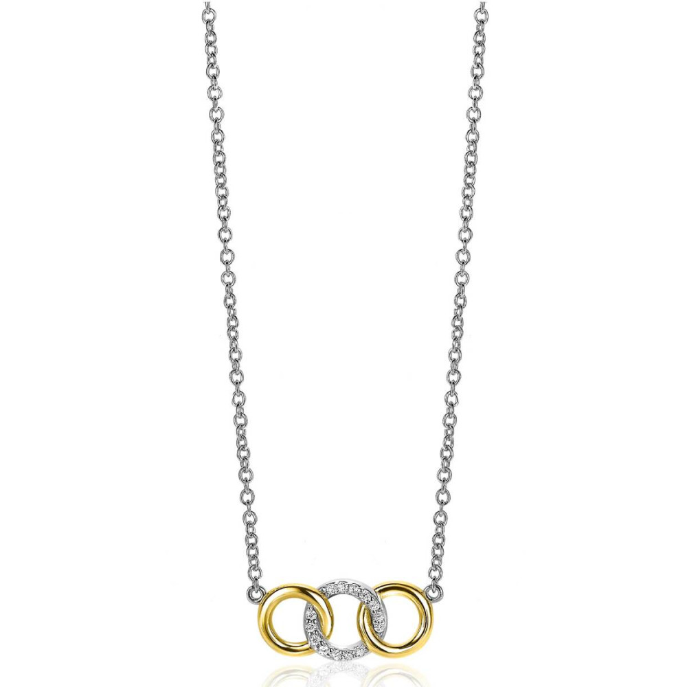 zinzi-zic2045y-ketting-zilver-gold-plated-zirkonia-rondjes-8-mm-breedte-lengte-42-45-cm