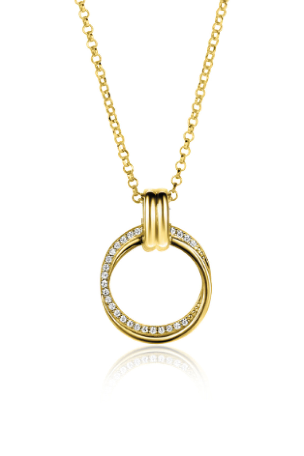 zinzi-zic2266y-ketting-gold-platedronde-hanger-zirkonia-22-mm-diameter-lengte-45-cm