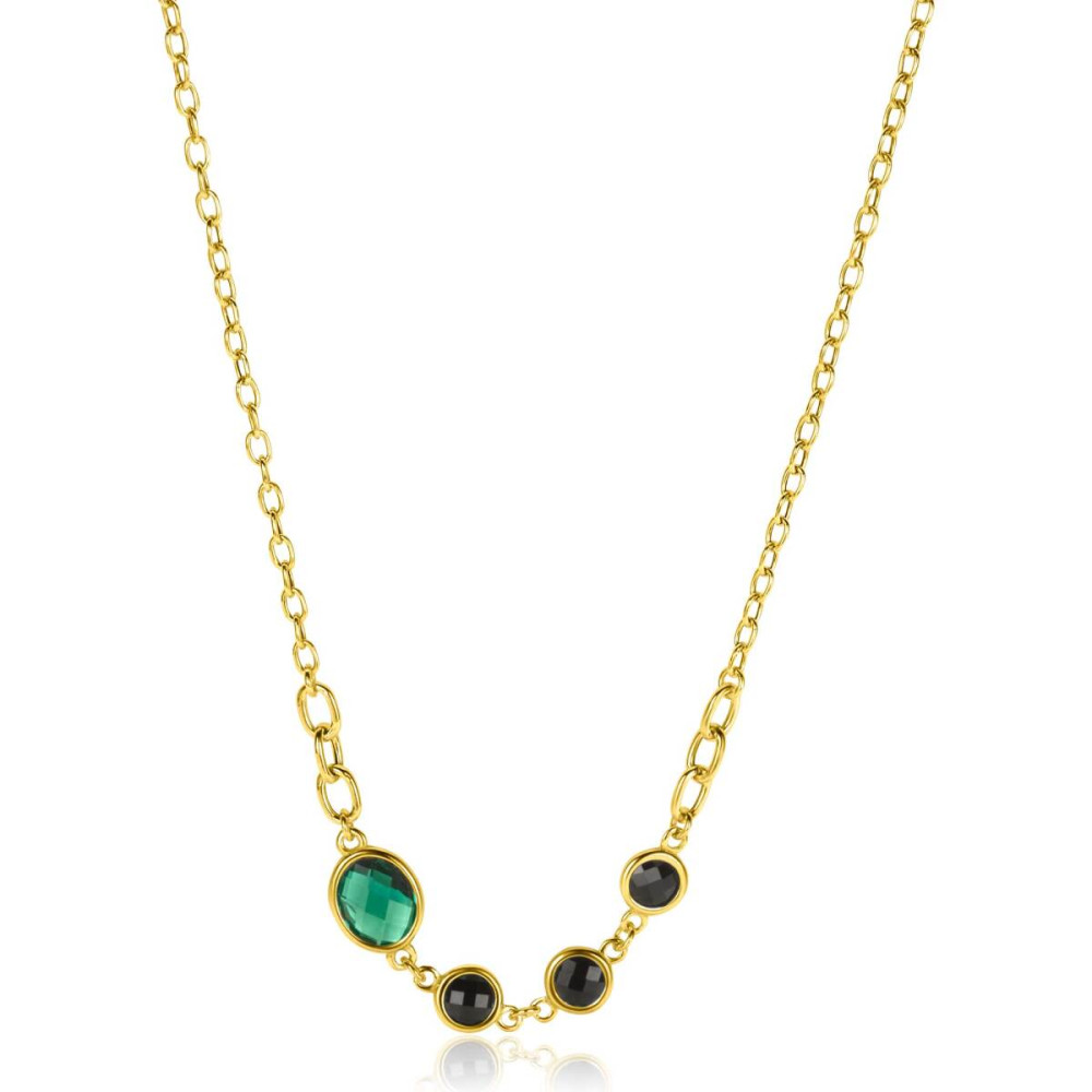 zinzi-zic2389-ketting-goudkleurig-zirkonia-rond-ovaal-groen-zwart-9-3-mm-breedte-lengte-42-45-cm