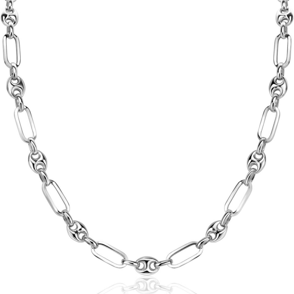 zinzi-zic2484-zilveren-koffieboon-schakelketting-ovaal-glanzend-7-mm-breedte-lengte-45-cm