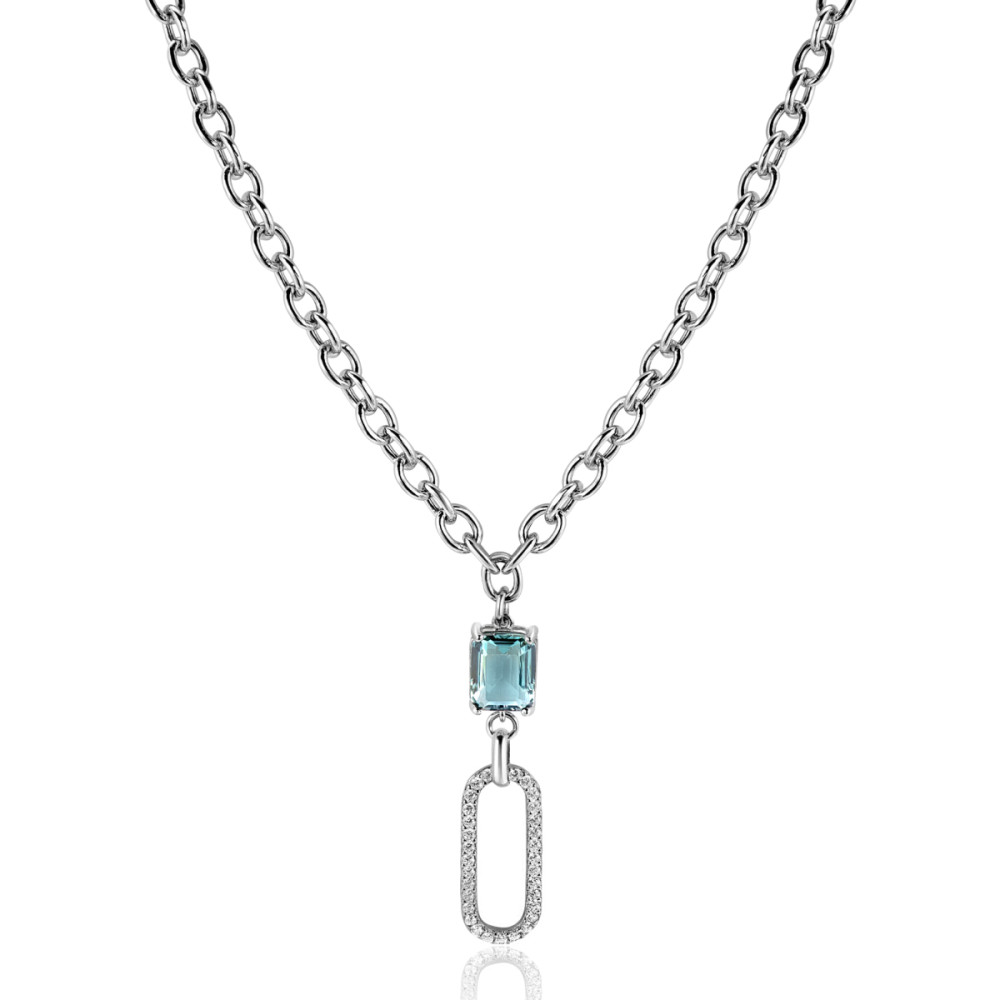zinzi-zic2487-zilveren-ketting-met-hanger-zirkonia-10-mm-breedte-lengte-42-45-cm