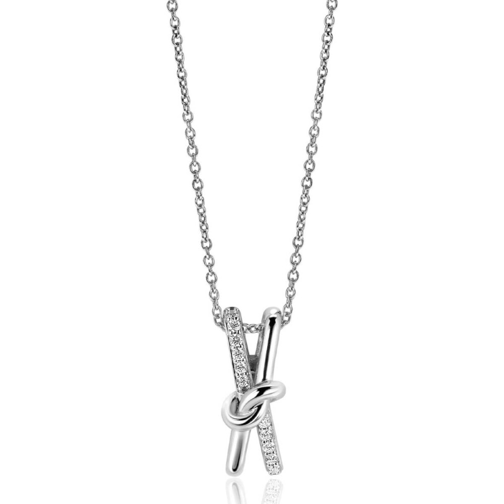 zinzi-zic2505-zilveren-ketting-met-hanger-zirkonia-knoop-19-5-mm-breedte-lengte-45-cm