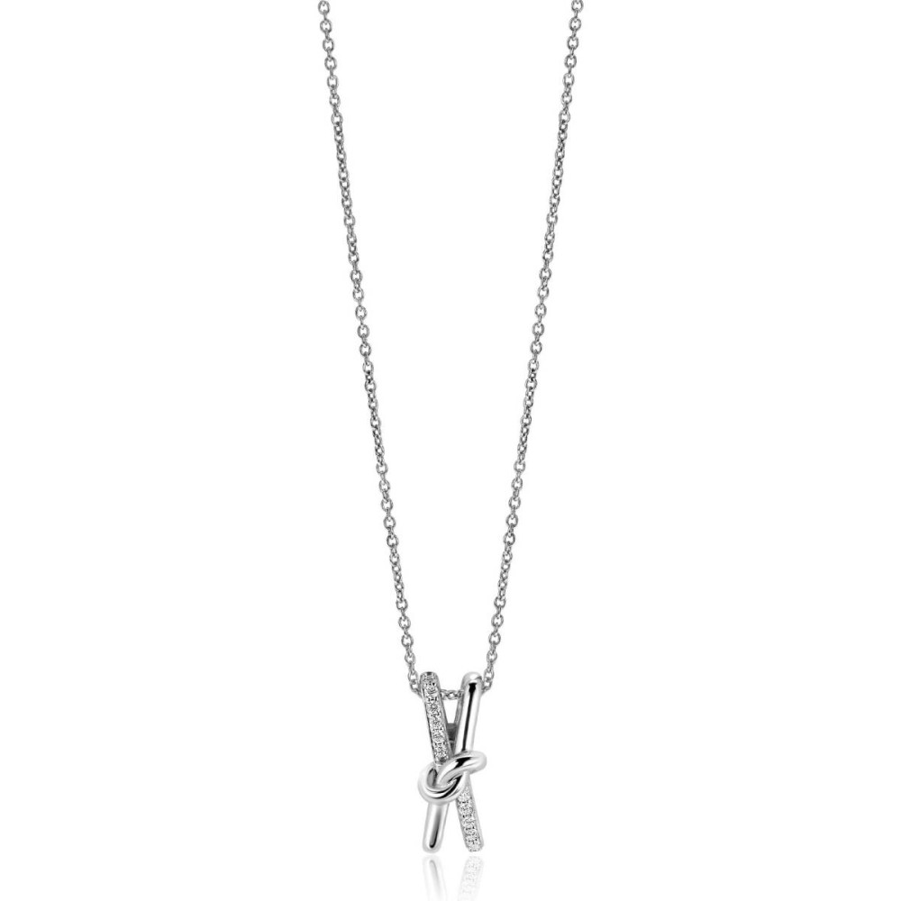 zinzi-zic2505-zilveren-ketting-met-hanger-zirkonia-knoop-19-5-mm-breedte-lengte-45-cm