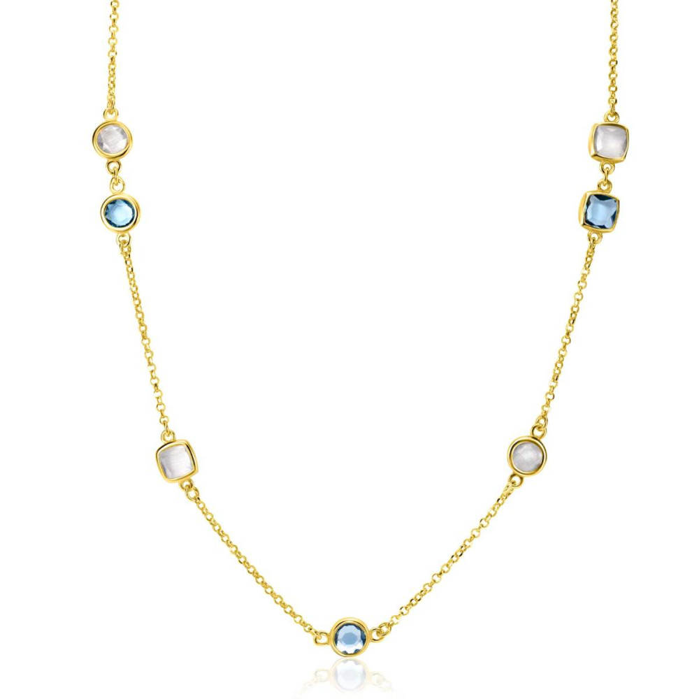 zinzi-zic2526g-ketting-goudkleurig-925-zilver-kleursteen-blauw-grijs-lengte-42-45-cm