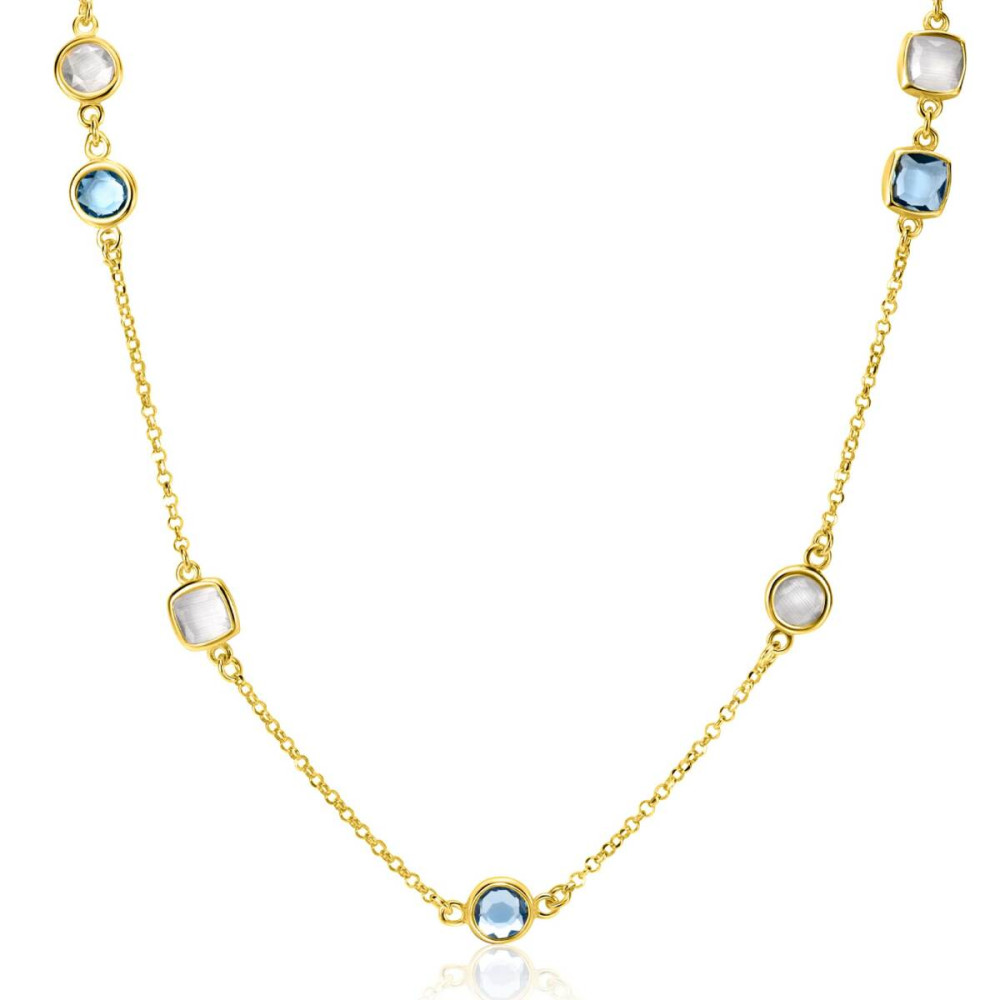 zinzi-zic2526g-ketting-goudkleurig-925-zilver-kleursteen-blauw-grijs-lengte-42-45-cm